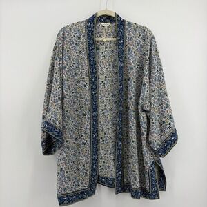 Max Studio Multicolor Floral Kimono Cardigan Open Front Size XL Vacation Travel